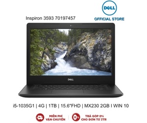 Laptop Dell Inspiron 3593 70197457 - Intel Core i5-1035G1, 4GB RAM, HDD 1TB, Nvidia Geforce MX230 2GB GDDR5, 15.6 inch