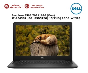 Laptop Dell Inspiron 3593 70211826 - Intel Core i7-1065G7, 8GB RAM, SSD 512GB, Nvidia Geforce MX230 2GB GDDR5, 15.6 inch