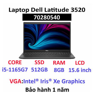 Laptop Dell Latitude 3520 70280540 - Intel Core i7-1165G7, 8Gb RAM, SSD 512GB, Intel Iris Xe Graphics, 15.6 inch