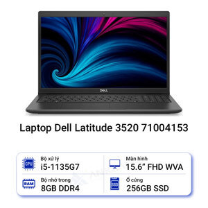 Laptop Dell Latitude 3520 71004153 - Intel Core i5-1135G7, 8GB RAM, SSD 256GB, Intel Iris Xe Graphics, 15.6 inch