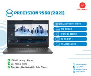 Laptop Dell Precision 7560 - Intel core i7-11800H, 32GB RAM, SSD 512GB, AMD Quadro T1200, 15.6 inch