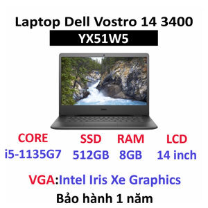 Laptop Dell Vostro 3400 YX51W5 - Intel Core i5-1135G7, 8GB RAM, SSD 512GB, Nvidia GeForce MX330, 14 inch