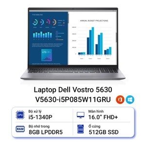 Laptop Dell Vostro 5630 V5630-i5P085W11GRU - Intel Core i5-1340P, 8GB RAM, SSD 512GB, Intel Iris Xe Graphics, 16 inch