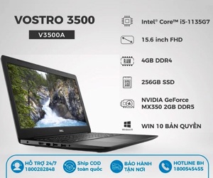 Laptop Dell Vostro V3500A P90F006V3500A - Intel Core i5-1135G7, 4GB RAM, SSD 256GB, Nvidia GeForce MX330 2GB, 15.6 inch