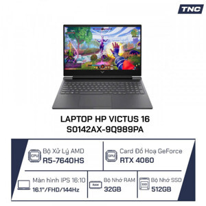 Laptop Gaming HP Victus 16-s0142AX 9Q989PA - AMD Ryzen 5 7640HS, RAM 32GB, SSD 512GB, RTX 4060 8GB, 16.1 inch