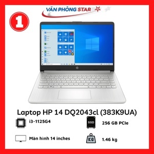 Laptop HP 14 DQ2043CL 383K9UA - Intel Core i3-1125G4, RAM 8GB, SSD 256GB, Intel UHD Graphics, 14 inch