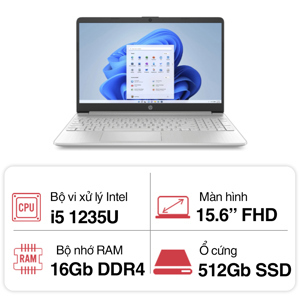 Laptop HP 15s-fq5160TU 7C0S1PA - Intel Core i5-1235U, 16GB RAM, SSD 512GB, Intel Iris Xe Graphics, 15.6 inch
