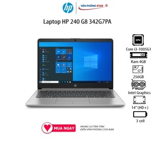 Laptop HP 240 G8 342G7PA - Intel Core i3-1005G1, RAM 4GB, SSD 256GB, Intel UHD Graphics, 14.0 inch