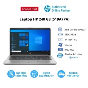 Laptop HP 240 G8 519A7PA - Intel core i3-1005G1, 4GB RAM, SSd 256GB, Intel UHD Graphics, 14 inch