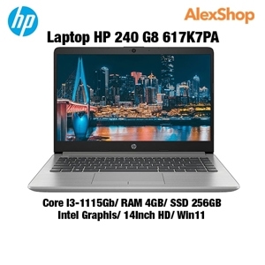 Laptop HP 240 G8 617K7PA - Intel Core i3-1115G4, 4GB RAM, SSD 256GB, Intel UHD Graphics, 14 inch