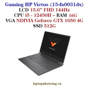 Laptop HP Gaming Victus 15-fa0031dx - Intel core i5-12450H, 8GB RAM, SSD 512GB, Nvidia GeForce GTX 1650 4GB GDDR6, 15.6 inch