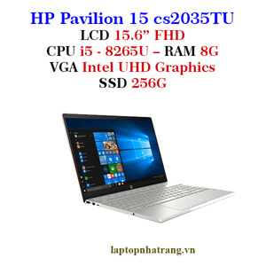 Laptop HP Pavilion 15-cs2035TU 6YZ08PA - Intel Core i5-8265U, 4GB RAM, SSD 256GB, Intel UHD Graphics 620, 15.6 inch