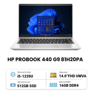 Laptop HP Probook 440 G9 81H20PA - Intel Core i5-1235U, 16GB RAM, SSD 512GB, Intel Iris Xe Graphics, 14 inch