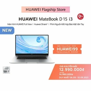 Laptop Huawei MateBook D 15 - AMD Ryzen 5 3500U, RAM 8GB, SSD 256GB, HDD 1TB, 15.6inch