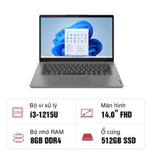 Laptop Lenovo IdeaPad 3 14IAU7 82RJ000HVN - Intel Core i3-1215U, 8GB RAM, SSD 512GB, Intel UHD Graphics, 14 inch