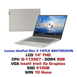 Laptop Lenovo IdeaPad 3 14ITL6 82H7003UVN- Intel core i5-1135G7, 8GB RAM, SSD 512GB,  Intel Iris Xe Graphics,