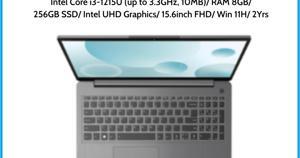 Laptop Lenovo IdeaPad 3 15IAU7 82RK005LVN - Intel Core i3-1215U, 8GB RAM, SSD 256GB, Intel UHD Graphics, 15.6 inch