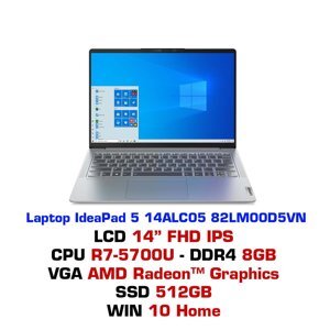Laptop Lenovo IdeaPad 5 14ALC05 82LM00D5VN - AMD Ryzen R7-5700U, 8GB RAM, SSD 512GB, AMD Radeon Graphics, 14 inch