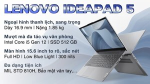 Laptop Lenovo IdeaPad 5 15IAL7 82SF006LVN - Intel core i5-1235U, 8GB RAM, SSD 512GB, Intel Iris Xe Graphics, 15.6 inch