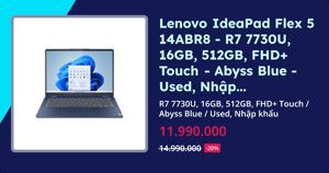 Laptop Lenovo IdeaPad Flex 5 14ABR8 82XX00DLVN - Ryzen 7 7730U, Ram 16GB, SSD 512GB, AMD Radeon Graphics, 14 inch