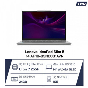Laptop Lenovo  IdeaPad Slim 5 14IAH10 83NC001AVN - Ultra 7 255H, Ram 24GB, SSD 1TB, Intel Arc Graphics,  14 inch