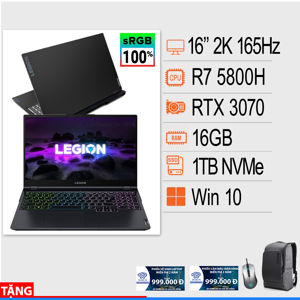 Laptop Lenovo Legion 5 Pro 16ACH6H 82JQ005YVN - AMD Ryzen 7 5800H, 16Gb RAM, SSD 1TB, Nvidia GeForce RTX 3070 8GB GDDR6, 16 inch