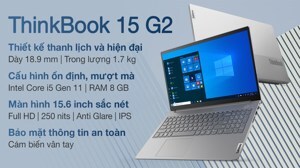 Laptop Lenovo Thinkbook 15 G2 ITL 20VE00UNVN - Intel Core i5 Tiger Lake 1135G7, RAM 8GB, SSD 512GB, Intel Iris Xe Graphics, 15.6 inch