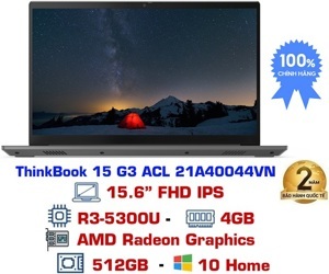 Laptop Lenovo ThinkBook 15 G3 ACL 21A40044VN - AMD Ryzen 3 5300U, 4GB RAM, SSD 512GB, AMD Radeon Graphics, 15.6 inch