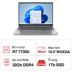 Laptop Lenovo ThinkBook 16 G6 ABP 21KK0061VN - AMD Ryzen 7 7730U, RAM 16GB, SSD 512GB, VGA AMD Radeon, 16 inch