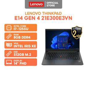 Laptop Lenovo Thinkpad E14 G4 21E300E3VN - Intel Core i7-1255U, 8GB RAM, SSD 512GB, Intel Iris Xe Graphics, 14 inch