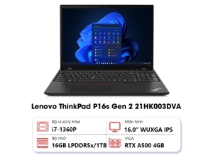Laptop Lenovo ThinkPad P16s Gen 2 21HK003DVA - Intel core i7-1360P, Ram 16GB, SSD 1TB, RTX A500 4GB, 16 inch