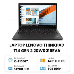 Laptop Lenovo ThinkPad T14 Gen 2 20W0016EVA - Intel Core i5-1135G7, 8GB RAM, SSD 512GB, Intel Iris Xe Graphics, 14 inch
