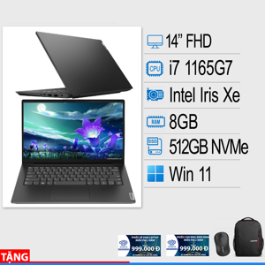 Laptop Lenovo V14 G2 ITL 82KA00RUVN - Intel Tiger Lake Core i7 1165G7, RAM 8GB, SSD 512GB, Intel Iris Xe Graphics, 14 inch