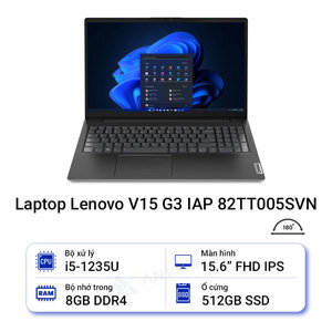 Laptop Lenovo V15 G3 IAP 82TT005SVN - Intel Core I5-1235U, RAM 8GB, SSD 512GB, Intel Iris Xe Graphics, 15.6 inch