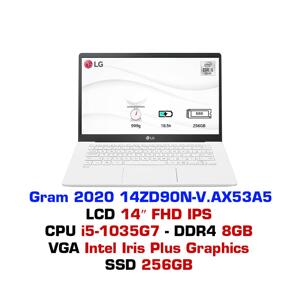 Laptop LG Gram 14ZD90N-V.AX53A5 - Intel Core i5-1035G7, 8GB RAM, SSD 256GB, Intel Iris Plus Graphics, 14 inch