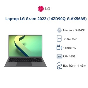 Laptop LG Gram 14ZD90Q-G.AX56A5 - Intel Core i5-1240P, 16GB RAM, SSD 512GB, Intel Iris Xe Graphics, 14 inch