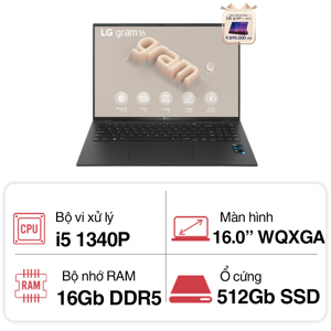 Laptop LG Gram 2023 16ZD90R-G.AX55A5 - Intel Core i5-1340P, 16GB RAM, SSD 512GB, Intel Iris Xe Graphics, 16 inch