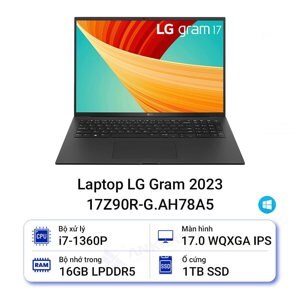Laptop LG Gram 2023 17Z90R-G.AH78A5 - Intel Core i7-1360P, 16GB RAM, SSD 1TB, Intel Iris Xe Graphics, 17 inch