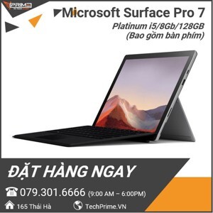 Laptop Microsoft Surface Pro 7 - Intel core i5, 8GB RAM, SSD 128GB, Intel Iris Plus Graphics, 12.3 inch, Bàn phím