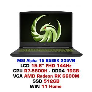 Laptop MSI Alpha 15 B5EEK 205VN - AMD Ryzen 7-5800H, 16GB RAM, SSD 512GB, AMD Radeon RX6600M 8GB GDDR6, 15.6 inch
