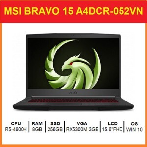 Laptop MSI Bravo 15 A4DCR-052VN - AMD Ryzen 5-4600H, 8GB RAM, SSD 256GB, AMD Radeon RX 5300M 3GB GDDR6 + AMD Radeon Graphics, 15.6 inch