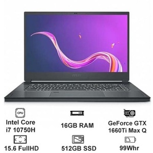 Laptop MSI Creator 15 A10SDT 483VN - Intel Core i7-10750H, 16GB RAM, SSD 512GB, Nvidia GeForce GTX 1660Ti Max-Q 6GB GDDR6 + Intel UHD Graphics, 15.6 inch