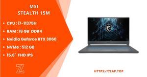 Laptop MSI Gaming Stealth 15M A11UEK 254VN - Intel core i7-11375H, 16GB RAM, SSD 512GB, Nvidia GeForce RTX 3060 Max-Q 6GB, 15.6 inch