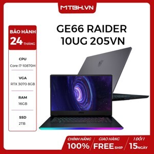 Laptop MSI GE66 Raider 10UG-205VN - Intel Core i7-10870H, 16GB RAM, SSD 2TB, Nvidia GeForce RTX 3070 8GB GDDR6, 15.6 inch