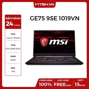 Laptop MSI GE75 Raider 9SF-1019VN - Intel Core i7-9750H, 16GB RAM, HDD 1TB, Nvidia GeForce RTX 2060 6GB GDDR6, 17.3 inch