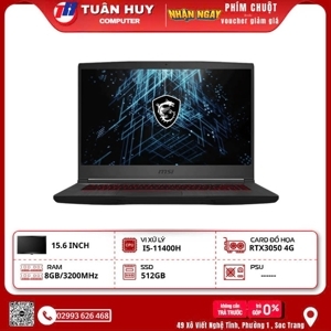 Laptop MSI GF63 Thin 11UC 443VN - Intel Core i5-11400H, 8GB RAM, SSD 512GB, Nvidia GeForce RTX 3050 Max-Q 4GB GDDR6, 15.6 inch