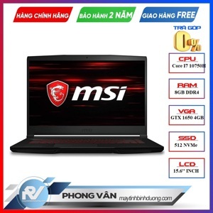 Laptop MSI GF75 Thin 10SCXR 248VN - Intel Core i7-10750H, 8GB RAM, SSD 512GB, Intel UHD Graphics + Nvidia GeForce GTX 1650 4GB GDDR6, 17.3 inch