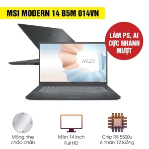 Laptop MSI Modern 14 B5M-064VN - AMD Ryzen 5-5500U, 8GB RAM, SSD 512GB, AMD Radeon Graphics, 14 inch