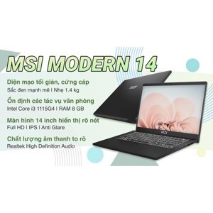 Laptop MSI Modern 14 C11M 011VN - Intel Core i3-1115G4, 8GB RAM, SSD 512GB, Intel UHD Graphics, 14 inch