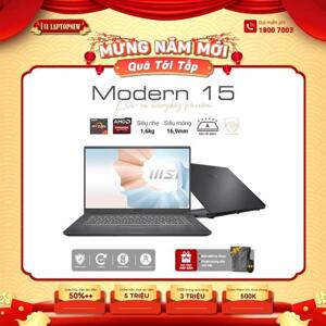 Laptop MSI Modern 15 A5M 235VN - AMD Ryzen 7-5700U, 8GB RAM, SSD 512GB, AMD Radeon Graphics, 15.6 inch